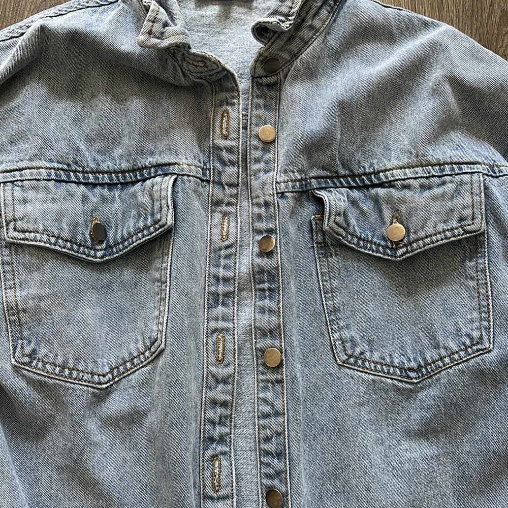 Piper & Scoot Lauv Denim Shacket, Size Small - image 2